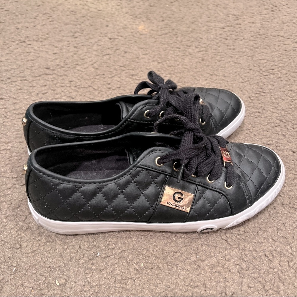 Black Guess Los Angeles Casual Quilted Sneaker Shoes Size 8.5 Women